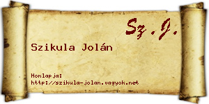 Szikula Jolán névjegykártya